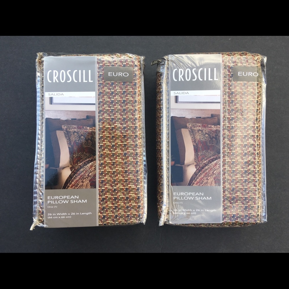Croscill Pillow Shams Salida Euro Pair 26” x 26” Square European Sham New